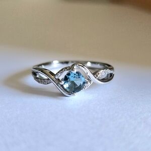 New 925 Silver Round Cut Blue Sapphire Diamond Ring for Women